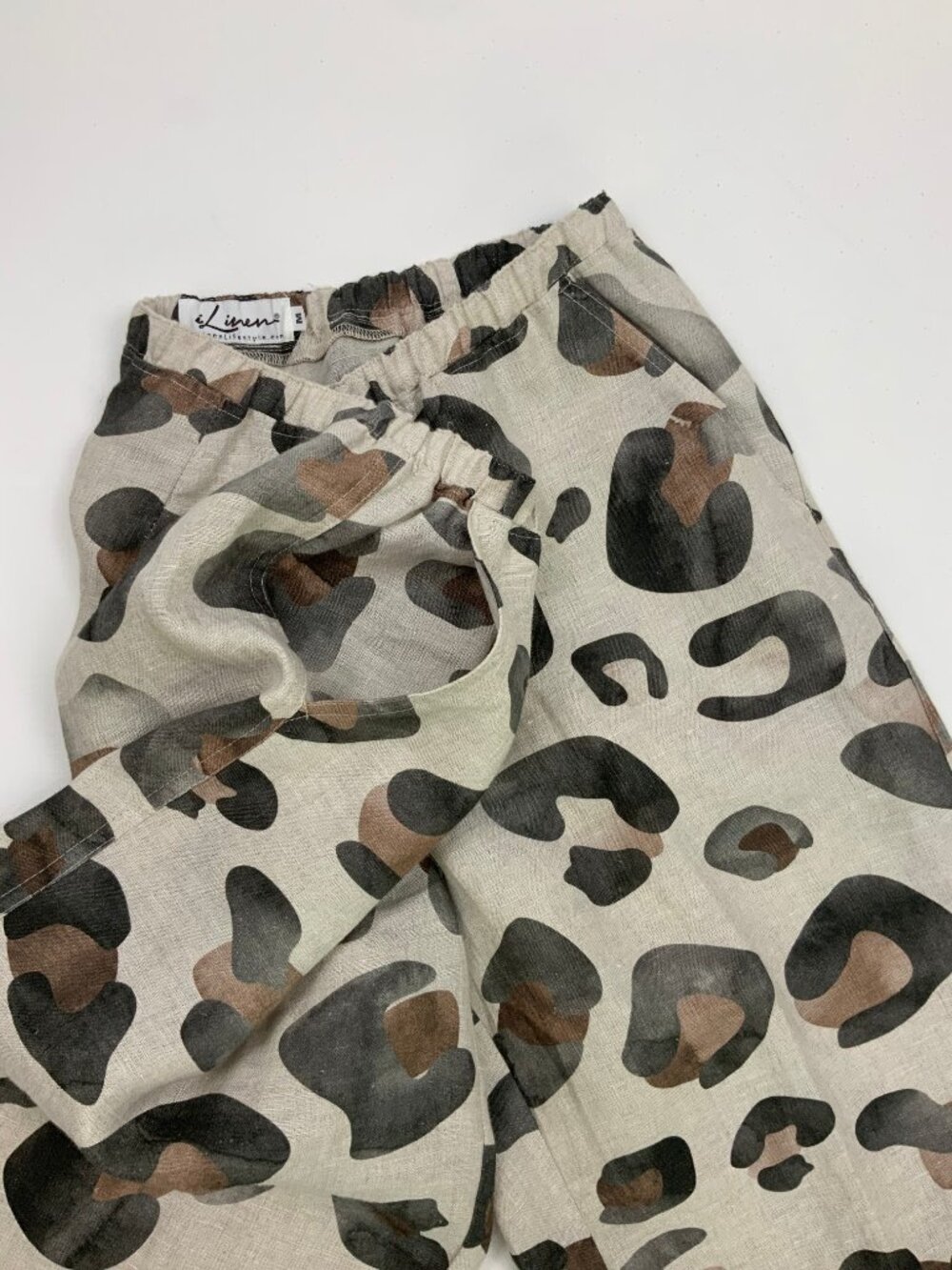 New Watercolor Leopard Print Linen Pants from iLinen Lifestyle Sz M - Picture 15 of 16